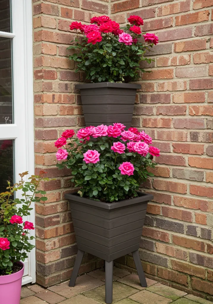 Rose-Filled Corner Planters