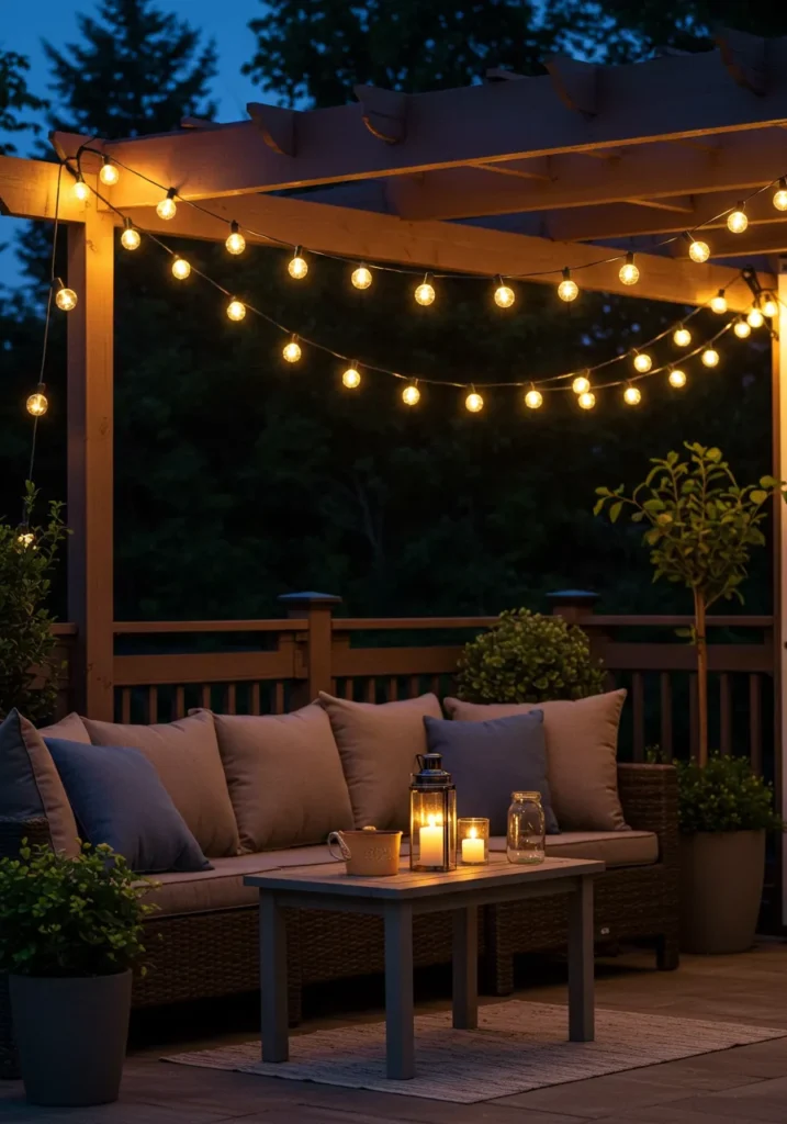 String Lights Over Seating Areas
