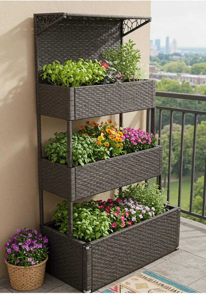 Wicker-Style Resin Garden Beds