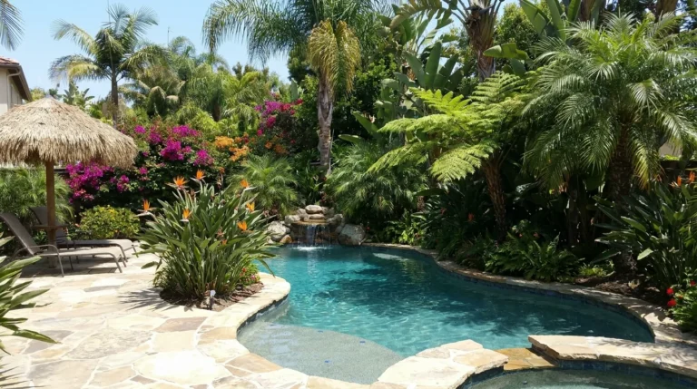 14 Backyard Pool Landscaping Ideas with Tropical Plants