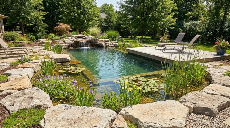 15 Natural Swimming Pool Ideas with Plants & Rocks for Beauty