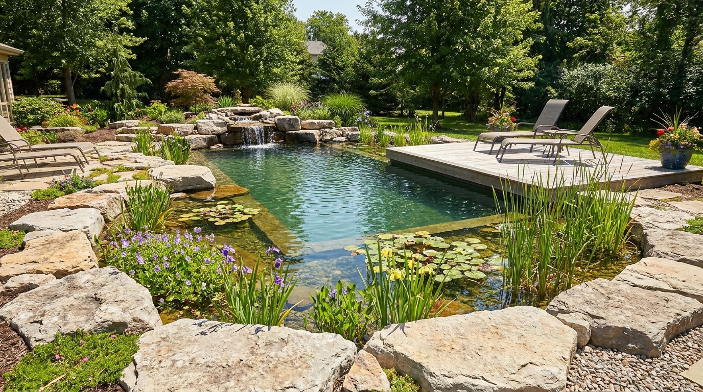 15 Natural Swimming Pool Ideas with Plants & Rocks for Beauty