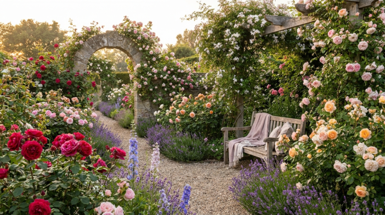 16 Gorgeous Rose Garden Ideas Full of Color and Romance
