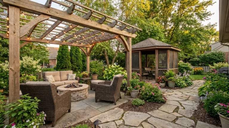 12 Cozy Backyard Patio Designs with Pergolas, Gazebos & Outdoor Seating