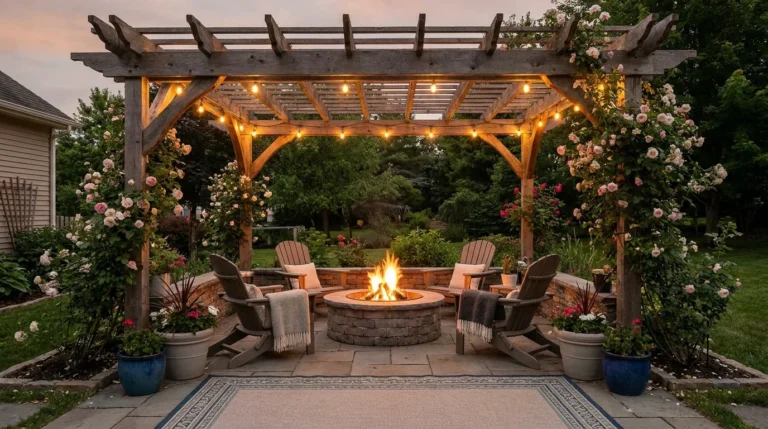 13 Backyard Pergola Ideas with Fire Pit Inspiration for a Cozy Outdoor Retreat