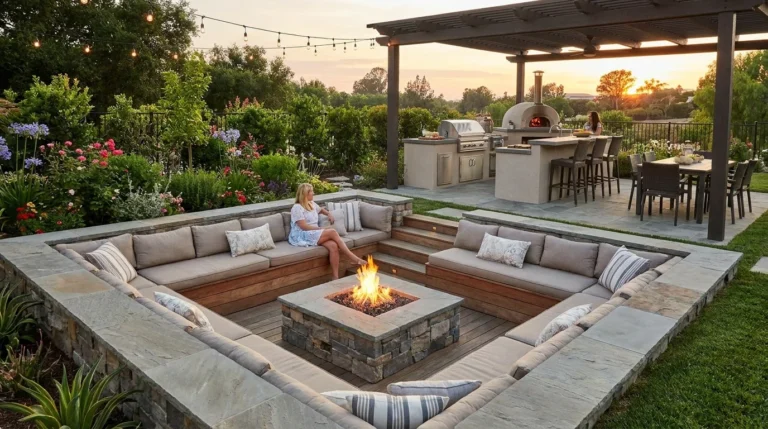 9 Outdoor Conversation Pit Ideas with Outdoor Kitchen Spaces