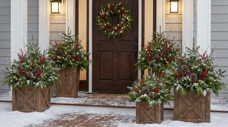 13 Christmas Front Porch Planter Ideas With Evergreens